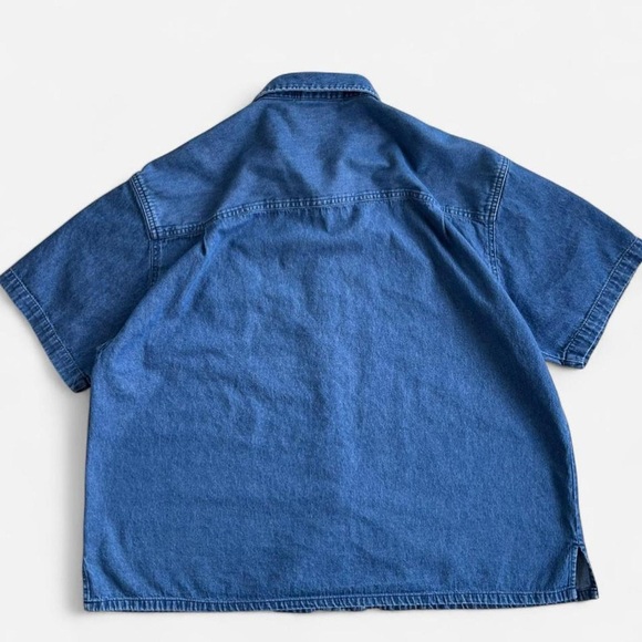 Vintage Mint Julep Denim Embroidered Summer Picnic BBQ Theme Button Down Shirt - Picture 6 of 6